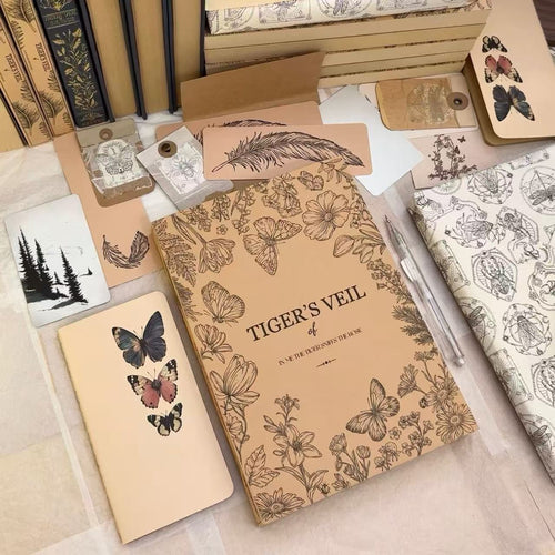 B5 Petal Letters Journal kraft paper notebook with floral botanical illustrations cover