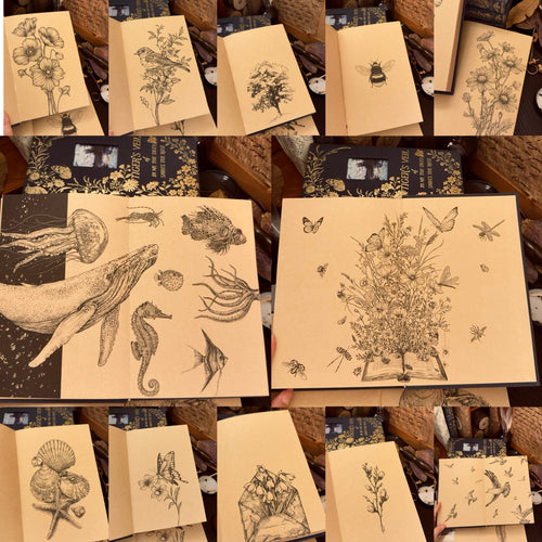 Tigers Veil original illustration notebook with gold foil butterfly details close-up
